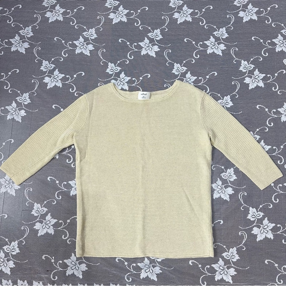 Aritzia Wilfred Blanchard Linen Blend Sweater in Yellow Sz XXS
